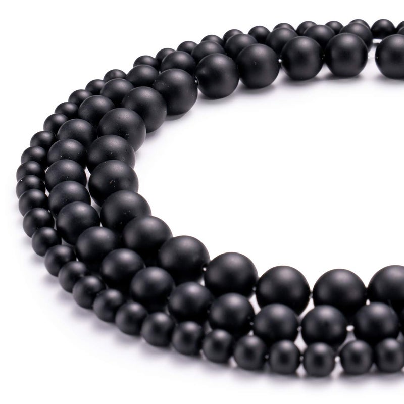 BEADIA Matte Black Onyx Natural Stone Round Loose Semi Gemstone Beads for Jewelry Making 6MM 61PCS - Image 2